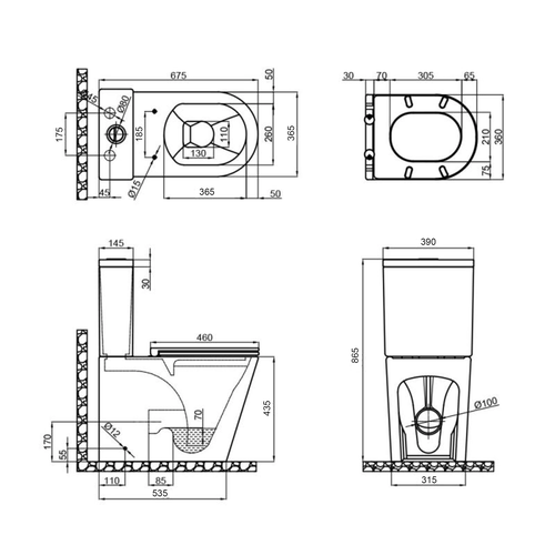 MIXXUS PREMIUM BEVEL-0402-T1 (компл.в 2 ящ) Унітаз-компакт 670х390х880mm система змиву TORNADO 1.0