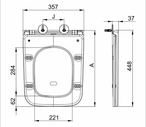MIXXUS PREMIUM QUADRO-0302-R BLACK Унітаз підвісний 530х360х365mm система змиву RIMLESS (1 шт/ящ)