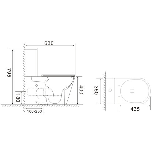 MIXXUS BEVEL-0407-T1 (компл.в 2 ящ) Унітаз-компакт 630х350х795mm система змиву TORNADO 1.0