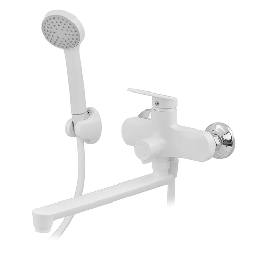 PLAMIX LUCAS-006 EURO SET WHITE Змішувач для ванни (з шлангом, лійкою та кронштейном) (24 шт/ящ)