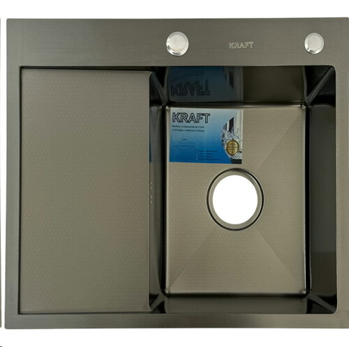 KRAFT Мийка Handmade HS5848 - BR BLACK DECOR Права 580*480*230+корзина  Чорна