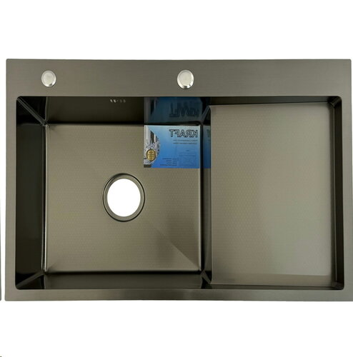 KRAFT Мийка Handmade HS7848 AL - B - BLACK DECOR - Ліва 780*480*230+корзина (2) ЧОРНА