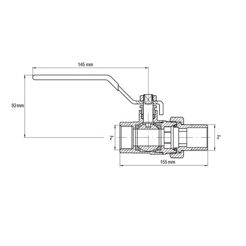 KOER KR.229 - 2" Кран з американкою ручка ВАЖІЛЬ (4 шт/ящ, 2шт/уп)