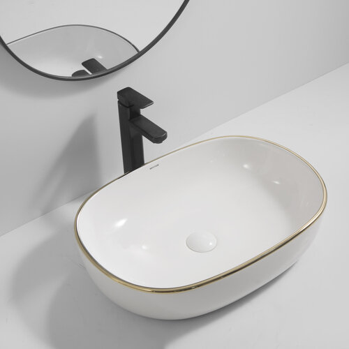 MIXXUS PREMIUM ELLIPSE-0105 EDGE GOLD Раковина накладна 600х400х150mm (1 шт/ящ)