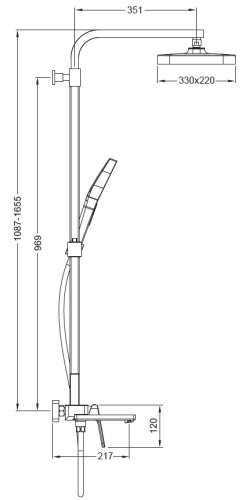 KOER KB-56031-07 Душова колона зі змішувачем, 3 функції (Колір графіт) (3 шт/ящ)