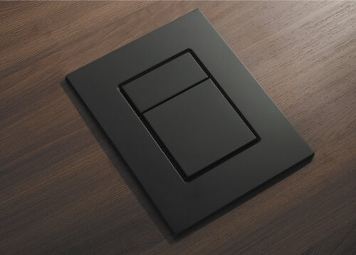 KOER KT-0607-05 Панель змиву 157x198x3mm пластикова, кнопка квадратна (колір ЧОРН. МАТ.) (10 шт/ящ)