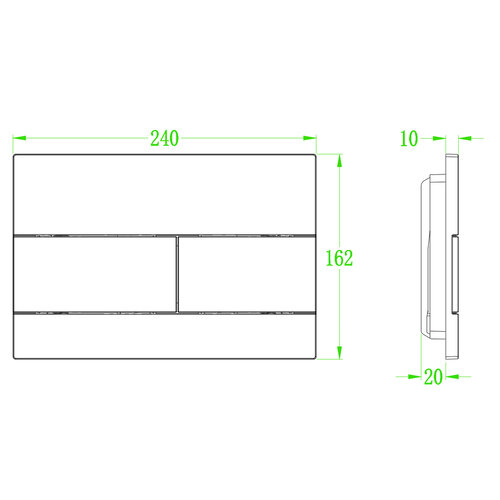 KOER KT-0603-01 Панель змиву 240x160x10mm пластикова, кнопка лінійна (колір ХРОМ) (10 шт/ящ)