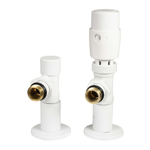 IDEALE 1/2”x1/2” WHITE ВЗ Дизайн крани радіаторні з термоголовкою кутові