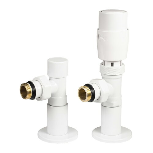 IDEALE 1/2”x1/2” WHITE ВЗ Дизайн крани радіаторні з термоголовкою кутові