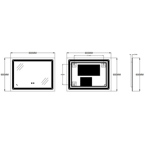 ZERIX KUBIX MR04-80x60-REVERSE Дзеркало з LED Touch, Anti-fog, димером, рег. яскр. (5 шт/ящ)