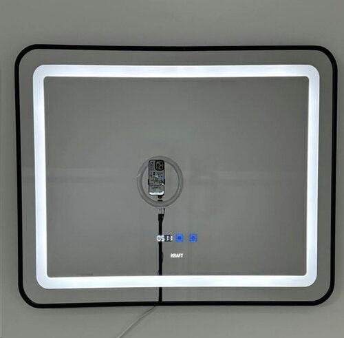 KRAFT Дзеркало з LED 2007-H 6080 Black Горизонтальне Прямокутник з чорним обрамленням