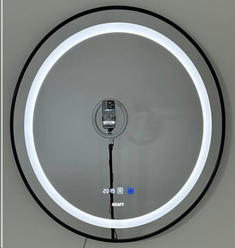 KRAFT Дзеркало з LED 2045 7070 Black Круг з чорним обрамленням