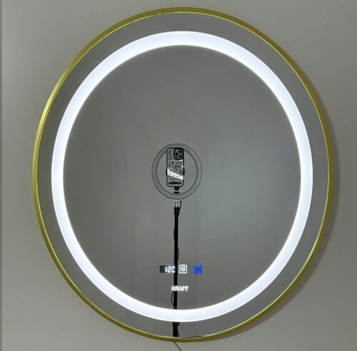 KRAFT Дзеркало з LED 2044 6060 Gold Кругле з золотим обрамленням