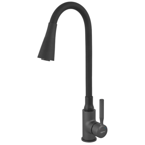 ZERIX ATRIUM-011-T GRAPHITE REFL.BLACK Зміш. для кухні (Колір графіт+силік.вилив чорний) (10 шт/ящ)