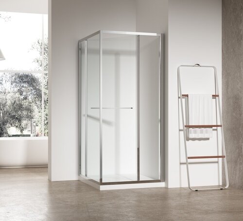 KOER SR SC09-90x90x200-L-TR-01 Душова кабіна без піддону прозоре скло EASY CLEAN 6мм ХРОМ (1 шт/ящ)