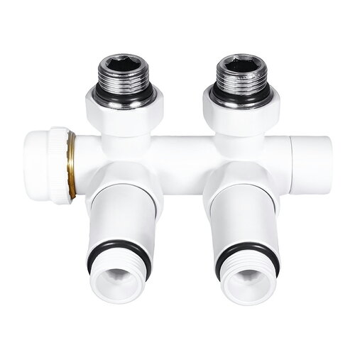 IDEALE DUO 1/2" х 1/2" Кран дизайн з термоголовкою кутовий Білий мат.