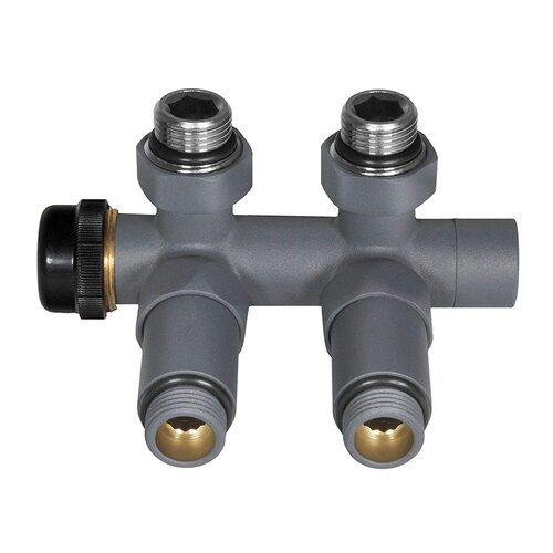 IDEALE DUO 1/2" х 1/2" Кран дизайн з термоголовкою кутовий Антрацит мат.