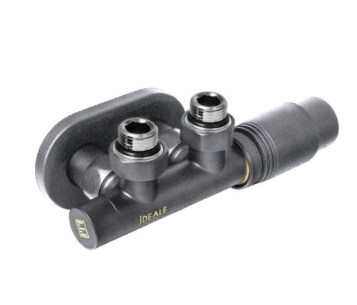 IDEALE DUO 1/2" х 1/2" Кран дизайн з термоголовкою кутовий Антрацит мат.