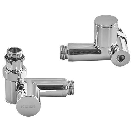 KOER KR.SET.551 - M1/2"xM1/2" Комплект кранів для рушникосуш. кутовий,під ТЕН хромований (20шт/ящ)