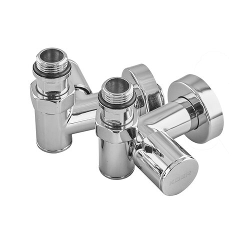 KOER KR.SET.551 - M1/2"xM1/2" Комплект кранів для рушникосуш. кутовий,під ТЕН хромований (20шт/ящ)