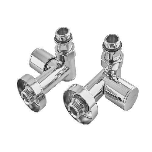 KOER KR.SET.551 - M1/2"xM1/2" Комплект кранів для рушникосуш. кутовий,під ТЕН хромований (20шт/ящ)