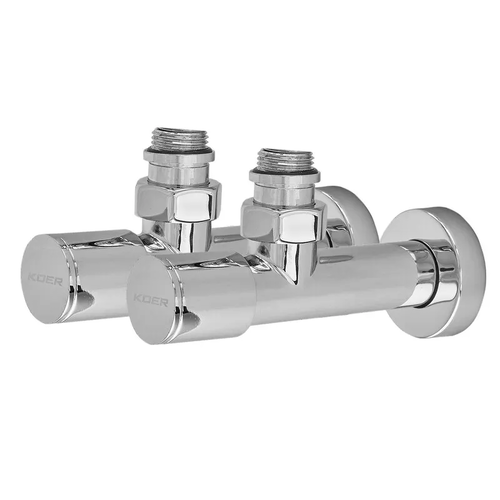 KOER KR.SET.533 - M1/2"xM1/2" Комплект кранів для рушникосуш.кутов.,подовжений,хромований (20шт/ящ)