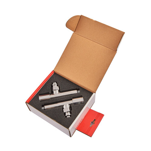 KOER KR.SET.533 - M1/2"xM1/2" Комплект кранів для рушникосуш.кутов.,подовжений,хромований (20шт/ящ)