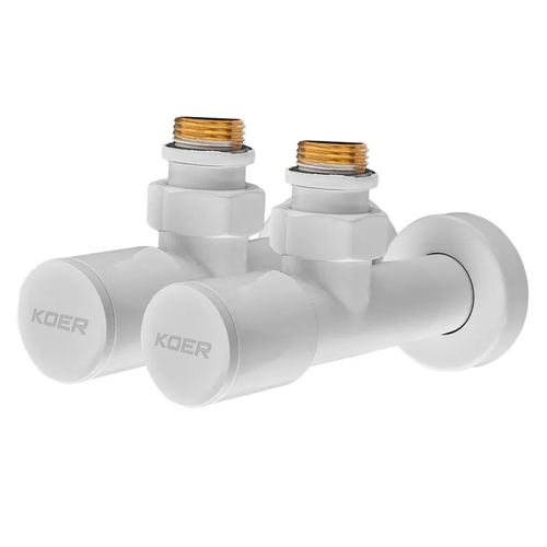 KOER KR.SET.534 WHITE - M1/2"xM1/2" Комплект кранів для рушникосуш. кутовий, подовжений (20шт/ящ)