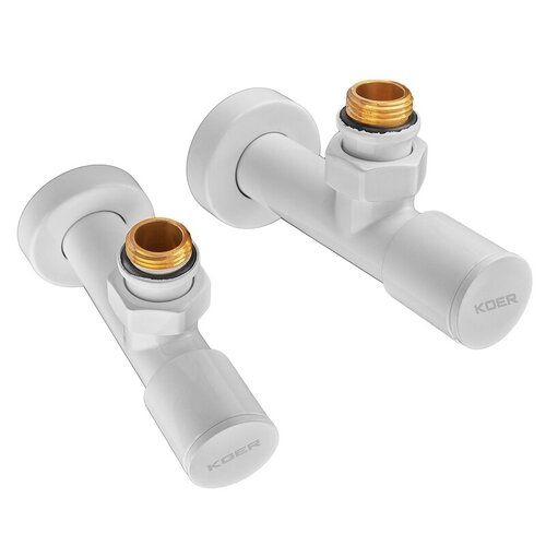 KOER KR.SET.534 WHITE - M1/2"xM1/2" Комплект кранів для рушникосуш. кутовий, подовжений (20шт/ящ)