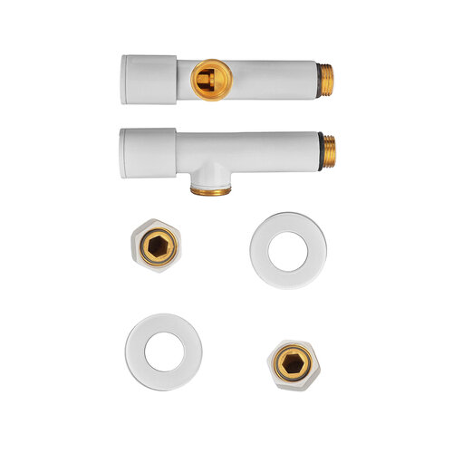 KOER KR.SET.534 WHITE - M1/2"xM1/2" Комплект кранів для рушникосуш. кутовий, подовжений (20шт/ящ)