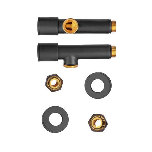 KOER KR.SET.535 BLACK - M1/2"xM1/2" Комплект кранів для рушникосуш. кутовий, подовжений (20шт/ящ)