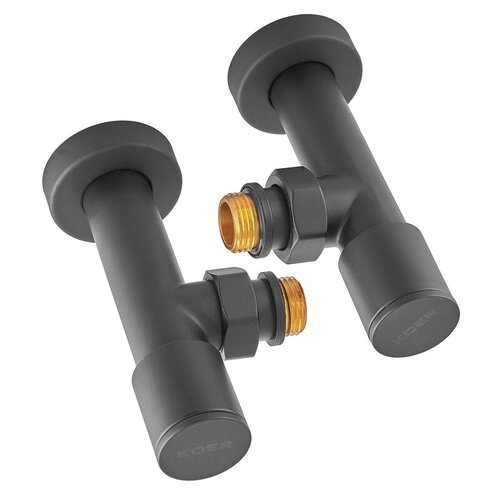 KOER KR.SET.535 BLACK - M1/2"xM1/2" Комплект кранів для рушникосуш. кутовий, подовжений (20шт/ящ)