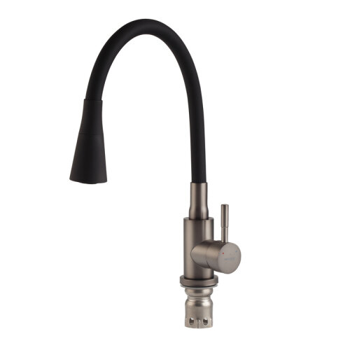 MIXXUS SEO-011-T GRAPHITE REFL.BLACK Зміш.для кух.з нерж.ст.SUS304(Кол.графіт+сил.вил.чор.)(10шт/ящ)