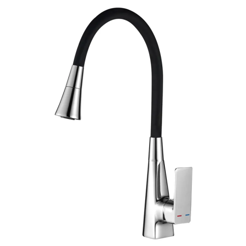 MIXXUS ETNA 014-T (NUT) REFL.BLACK Змішувач для кухні (Колір хром+силік.вил.чорний) (10шт/ящ)