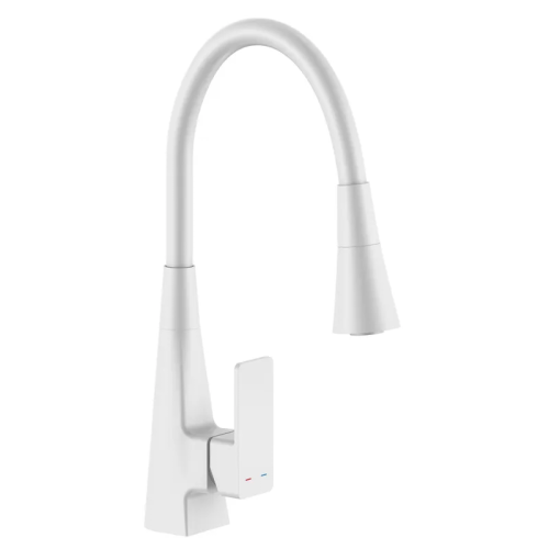 MIXXUS ETNA 014-T (NUT) WHITE REFL.WHITE Змішувач для кухні (Білий+сил.вил.білий) (10шт/ящ)