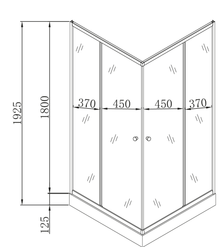 MIXXUS CUBIC SCT01-90x90x195-FB CHROME (в 2 ящ) Душова кабіна з низьким піддоном матове скло 4мм