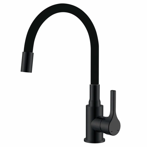 ZERIX REX-011 BLACK REFL.BLACK Змішувач для кухні з нерж.сталі (Кол.чорн.+силік.вил.чорн.)(12 шт/ящ)