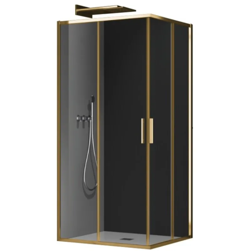 KOER SR SC10-90x90x195-TR-12 Душ. кабіна без піддону прозоре скло EASY CLEAN 6мм МАТ. ЗОЛОТО(1шт/ящ)