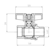 KOER EXTREME KE.218-15 - 1/2" FM Кран кульовий ГШМ, ручка "метелик" червона (80 шт/ящ, 20шт/уп)