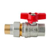 KOER EXTREME KE.227-20 - 3/4" Кран з американкою, ручка "метелик" червона (36 шт/ящ, 9шт/уп)