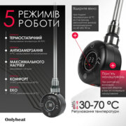 Тен до рушникосушки Onlyheat Amber Black Matte 0,9 кВт 1/2"  76 см (6/24 шт)