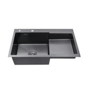 KRAFT Мийка Handmade HS7848 AL - B - BLACK - Ліва 780*480*230+корзина (2) ЧОРНА