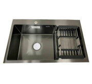 KRAFT Мийка Handmade HS7848 AL - B - BLACK - Ліва 780*480*230+корзина (2) ЧОРНА