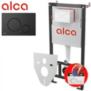 Alca Plast AM101/1120 Система інсталяції для унітазу + кнопка для змиву M678, чорний-мат