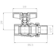 KOER EXTREME KE.227-15 - 1/2" Кран з американкою, ручка "метелик" червона (56 шт/ящ, 14шт/уп)
