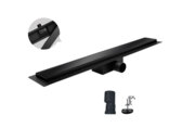 KOER FD08-70x600-GLASS BLACK Душ.трап з нерж.ст. SUS304 70x600мм зі склян.панеллю(Кол.чорн)(5 шт/ящ)