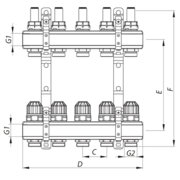 KOER KR 1110- 04 1x4  WAYS Колектор з розходомірами компл. (верх+низ+кріпл.)