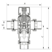 KOER 1258 - 3\4 Триходовий термостатичний клапан з нак. гайк.