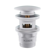 KOER PW-03-03 1 1/4'' Донний клапан для умивальника з переливом (кнопка) (Білий)