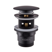 KOER PW-03-05 1 1/4''  Донний клапан для умивальника з переливом (кнопка) (Чорний)